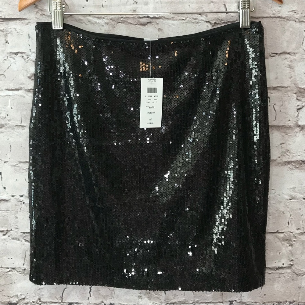 Cache Black Sequins Party Skirt size 2